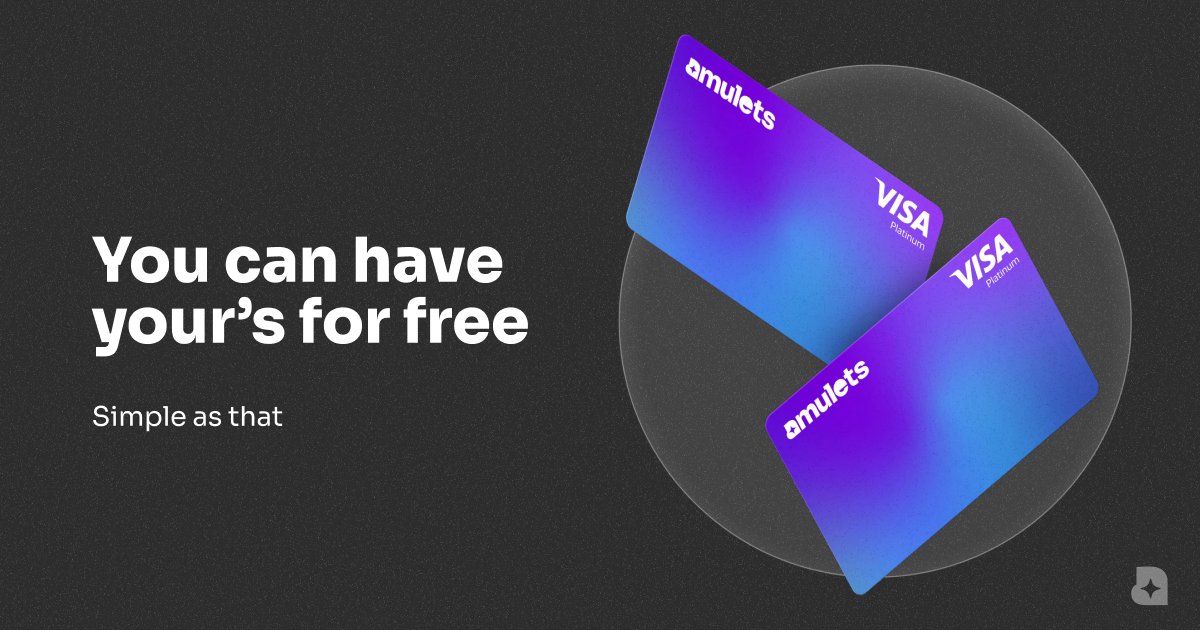 amuletslabs's tweet photo. Getting the Amulets card costs nothing.

No signup fee.
No issuance cost.