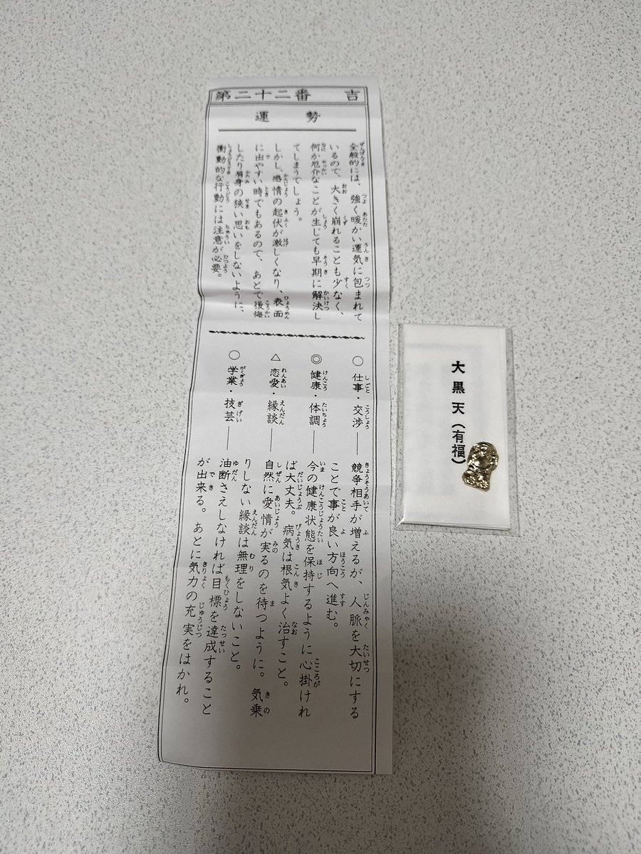今年はやっと初詣にいけました。
盛岡市の住吉神社。

おみくじは「吉」。
去年、10年以上ぶりに「大吉」をひいた。よい流れ。

※私のお写真は、去年のものです。