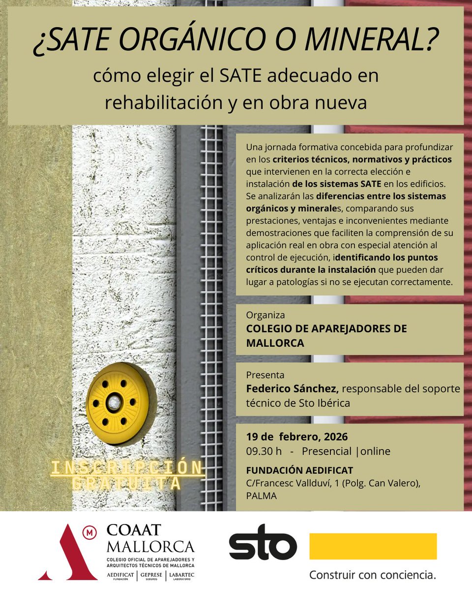 Fund_Aedificat's tweet image. 📌 Jornada técnica: ¿𝐒𝐀𝐓𝐄 𝐎𝐑𝐆𝐀́𝐍𝐈𝐂𝐎 𝐎 𝐌𝐈𝐍𝐄𝐑𝐀𝐋? 𝐂𝐎́𝐌𝐎 𝐄𝐋𝐄𝐆𝐈𝐑 𝐄𝐋 𝐒𝐀𝐓𝐄 𝐀𝐃𝐄𝐂𝐔𝐀𝐃𝐎 𝐄𝐍 𝐑𝐄𝐇𝐀𝐁𝐈𝐋𝐈𝐓𝐀𝐂𝐈𝐎́𝐍 𝐘 𝐄𝐍 𝐎𝐁𝐑𝐀 𝐍𝐔𝐄𝐕𝐀
🗓 19 de febrero.
🕘 9:30 h.
📍 Fundación Aedificat y online.
🔗+ ℹ️ 👉 bit.ly/3YUTcaU