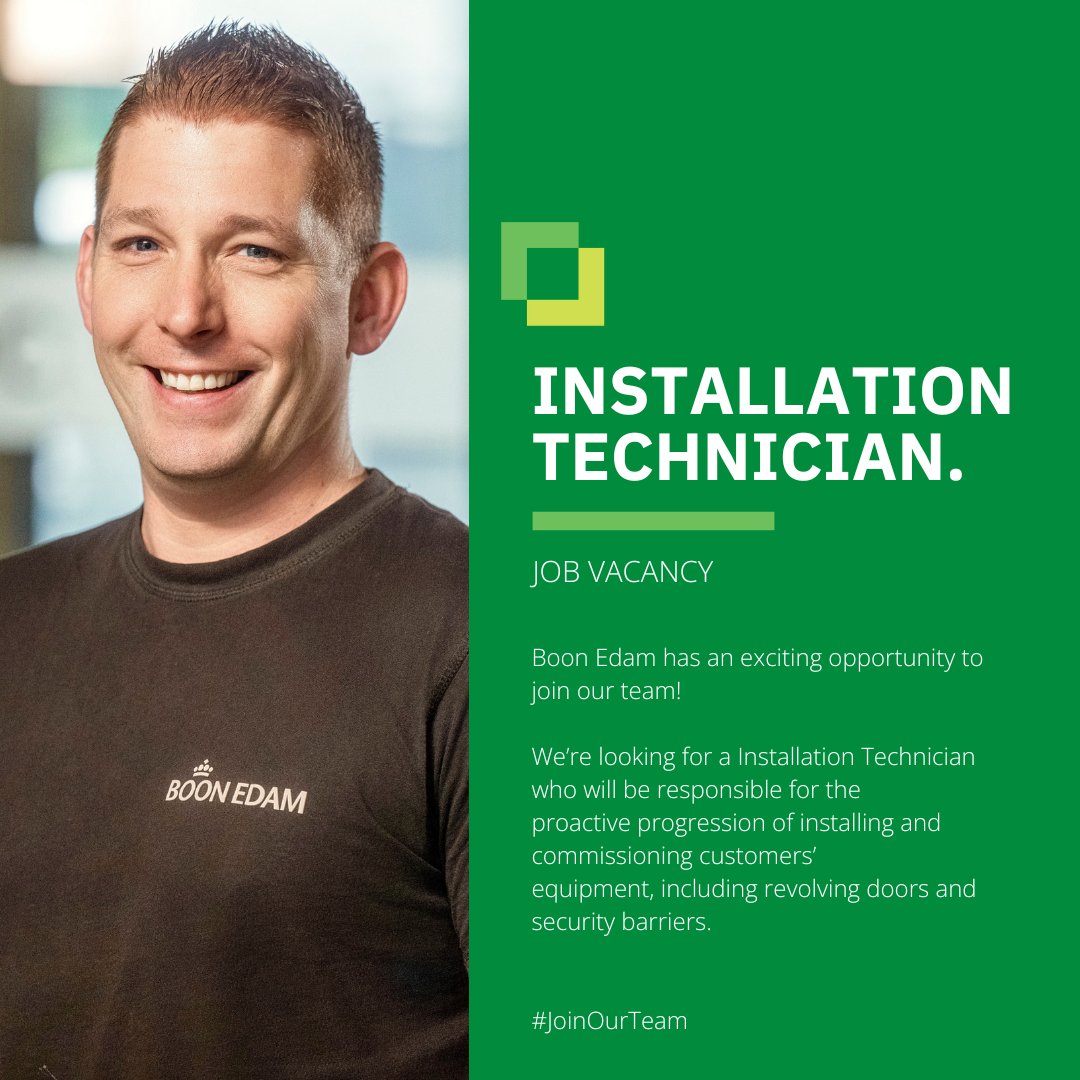 BoonEdamUK's tweet photo. We’re hiring: Installation Technician (North London)

Closing date: Friday 6 February 2026.

View Job description and apply here: https://t.co/nz7m1B4hgK

#JoinOurTeam #BoonEdam https://t.co/PBUMNUFkxO