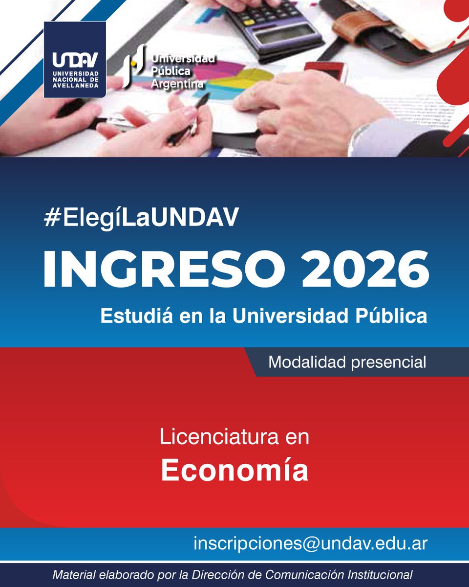 ¿Querés estudiar Economía en la <a href="/UNDAVOFICIAL/">Univ Nac Avellaneda</a>?

La Licenciatura en Economía de la UNDAV dura 5 años y otorga el título de Licenciado en Economía.

🕕 Cursada de lunes a viernes, de 18:00 a 22:00.

 Sede Piñeyro – UNDAV

📍Gratuita

Inscribirte en:
forms.gle/oTaKgR2DCUdn7Z…