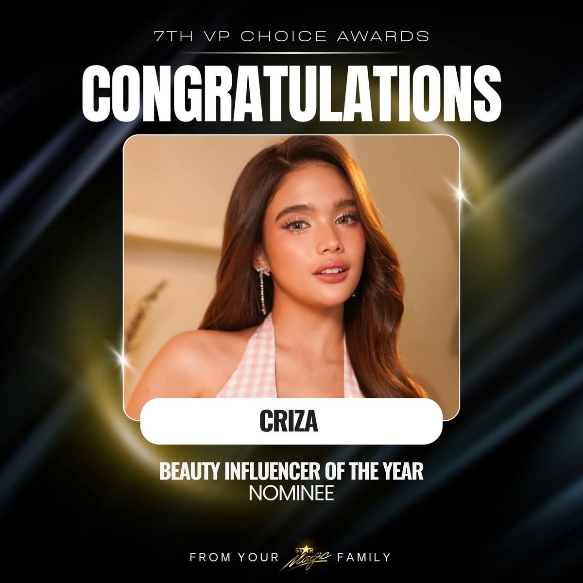Congratulations, Criza on the nomination! 👏🏼 

Voting starts on Feb 15 via the VP Choice Awards App. 

#CrizaTaa
#VPChoiceAwards
