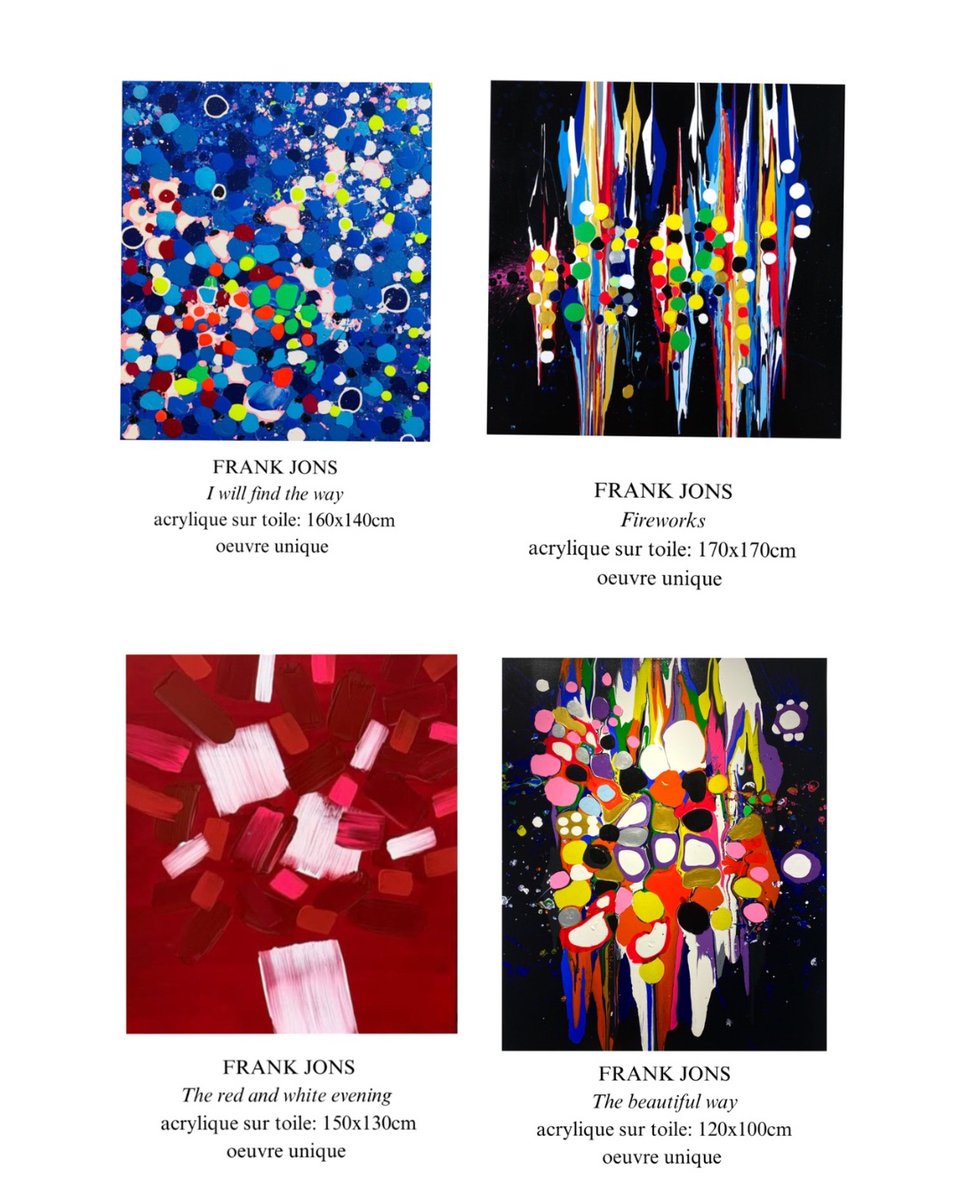 GalerieArtelie's tweet image. Bienvenue à la Galerie ! Venez découvrir les nouvelles œuvres de Frank Jons ✨

⏱️Ouvert du Lundi au Vendredi de 10h30 à 19h00

#abstractart #colormelt #joy #energy #fun