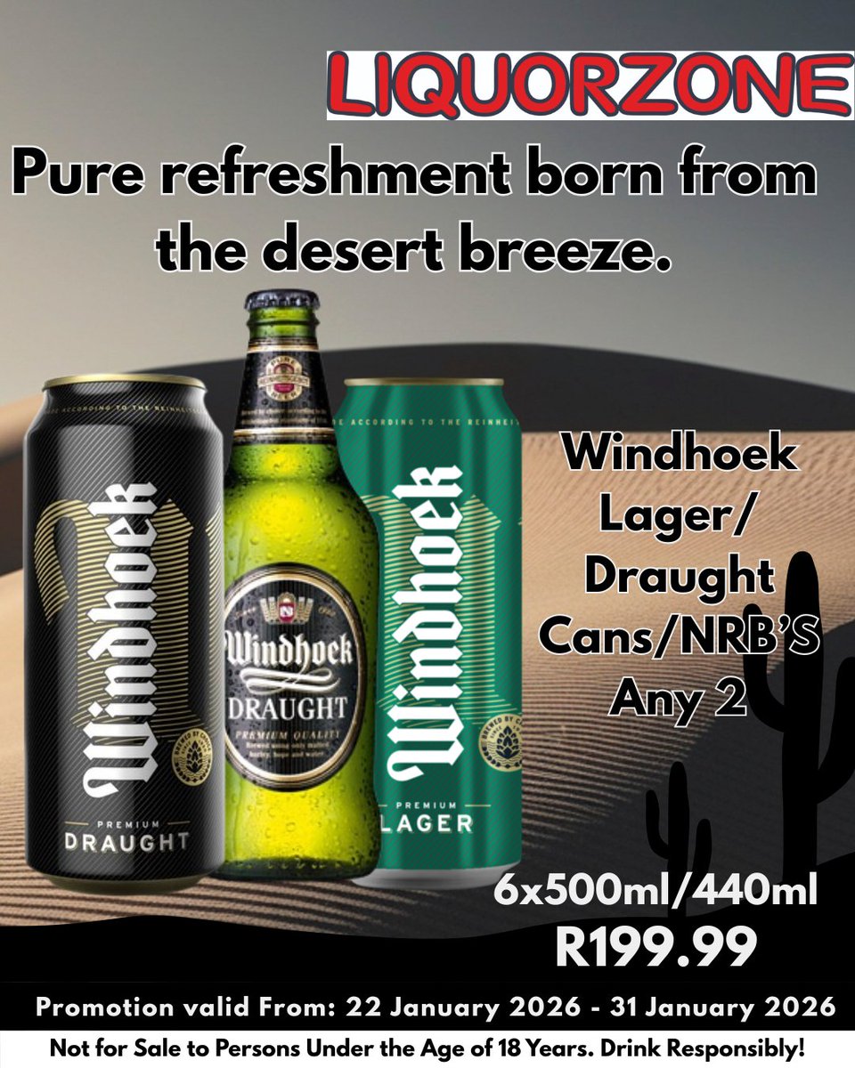 Good times. Great beer. 
Share the moment with Windhoek

Choose Windhoek for beer in its purest form.
Find your nearest Overland Liquorzone Store:
overlandliquors.co.za/store-director…

Ts &amp; Cs apply. Not for persons under the age of 18.

#WindhoekBeer #OverlandLiquorzone