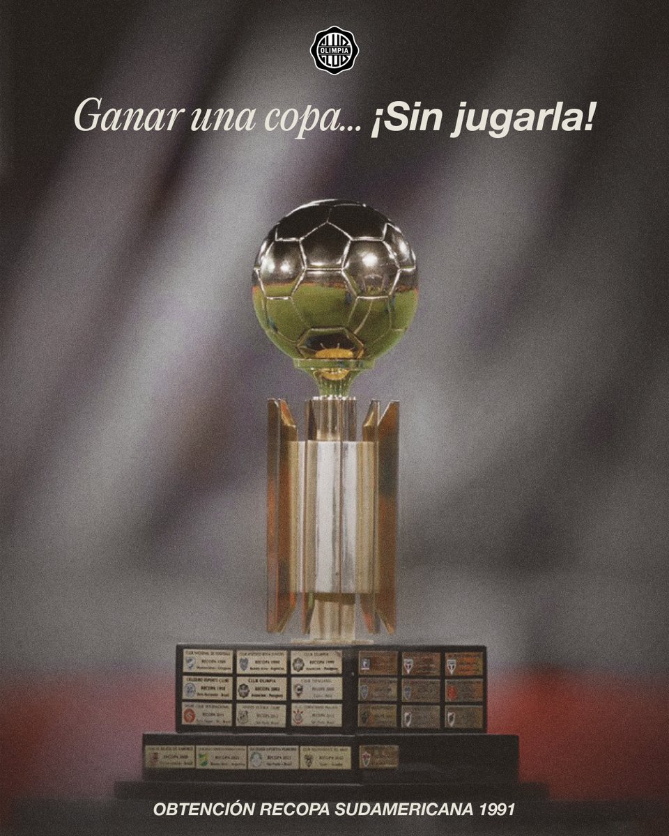 🏆 𝐑𝐄𝐂𝐎𝐏𝐀 𝐒𝐔𝐃𝐀𝐌𝐄𝐑𝐈𝐂𝐀𝐍𝐀 𝟏𝟗𝟗𝟏.

No se jugó. No hizo falta.

Hay títulos que se ganan en la cancha y otras que se logran por el peso propio de la historia.

Hace 35 años exactos, Olimpia era reconocido con un hecho sin precedentes en todo el continente.