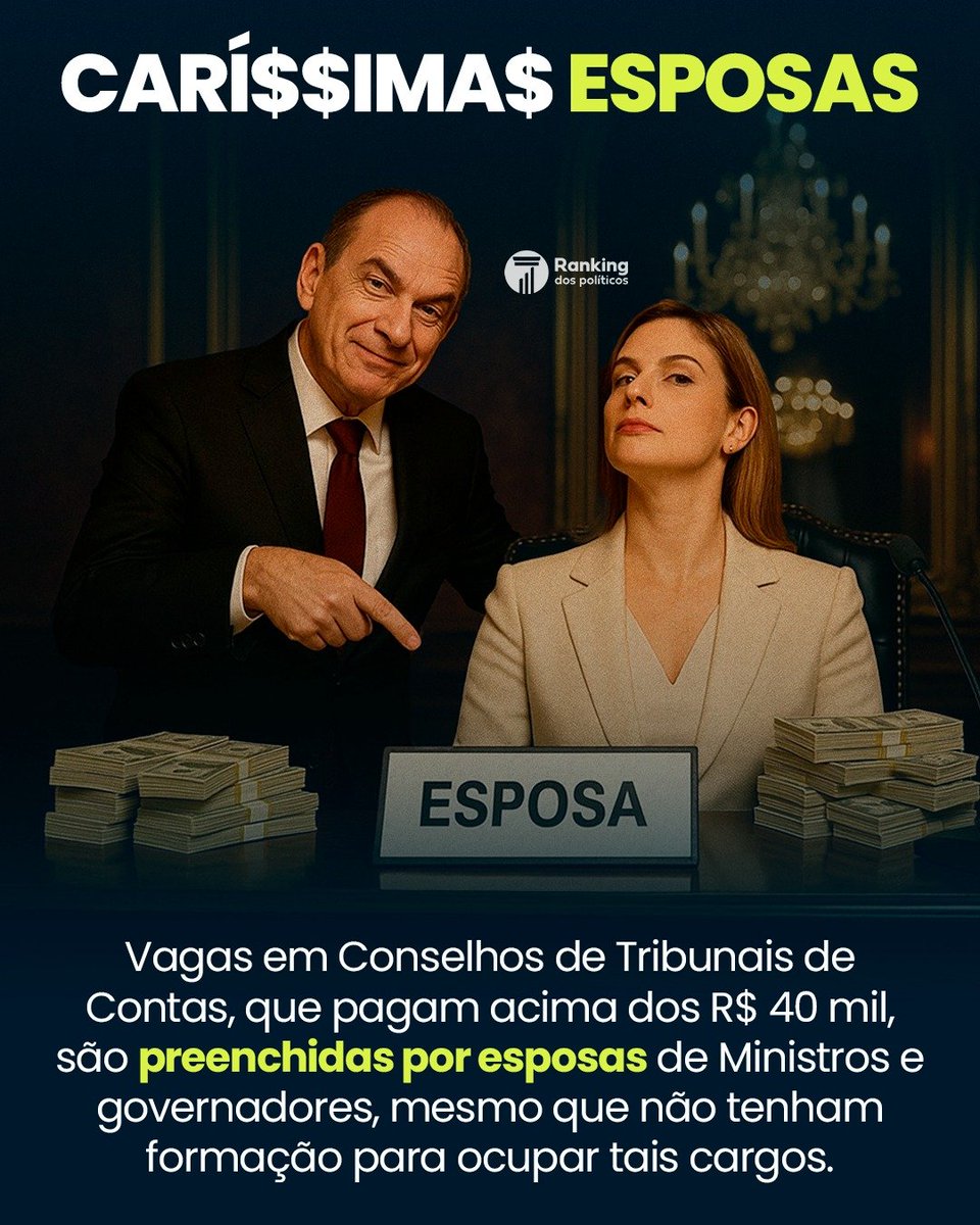 RankPolitico's tweet image. Mais de R$ 86 mil. É o salário da Conselheira do TCE de Roraima, Simone Denarium. Coincidência ou não, ela é esposa do governador do estado, Antonio Denarium. Só que ela não está sozinha: outras 6 integrantes de Conselhos de TCEs também são esposas de Ministros ou Governadores,…