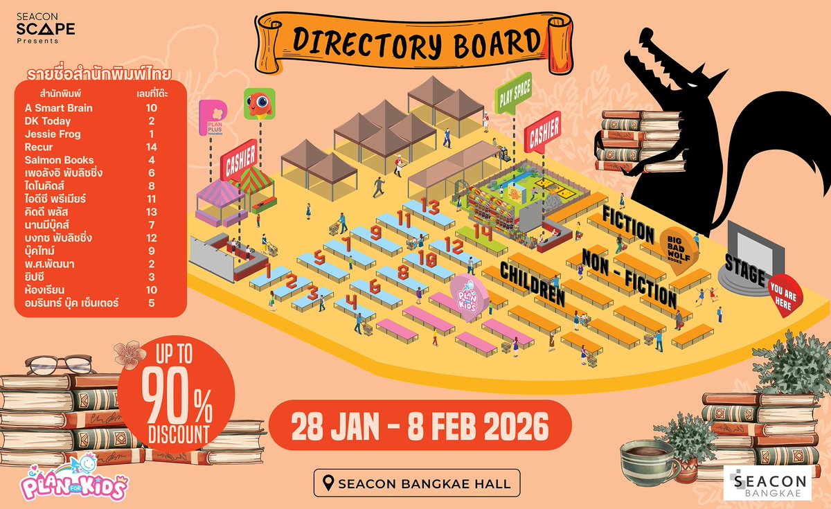 🙋‍♀️มาแล้ว!!🌟🌟🌟
🔎ผังงาน+รายชื่อสำนักพิมพ์ไทย
#งานหนังสือ ที่เน้น🔥ลดราคา
"หนังสือภาษาอังกฤษ"
📚International Book Sale featuring Big Bad Wolf Books
🗓️28 มกราคม – 8 กุมภาพันธ์ 2569
⏰จ.-ศ. เปิด10:30–21:30น.
⏰ส.-อา. เปิด10:00–21:30น.
📍ณ ซีคอนบางแคฮอลล์
ชั้น 1 ศูนย์การค้า