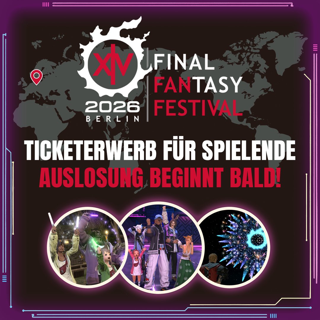 FF_XIV_DE's tweet photo. Der exklusive Ticketerwerb zum Fan Festival 2026 in Berlin beginnt schon bald! 

Ab Freitag, den 6. Februar um 11:00 Uhr können sich interessierte Spielende mit europäischem Square Enix-Konto und aktivem FFXIV-Abonnement registrieren. 

Details 🎟️ https://t.co/n9pIpTs2bs https://t.co/yZ9tWznumG