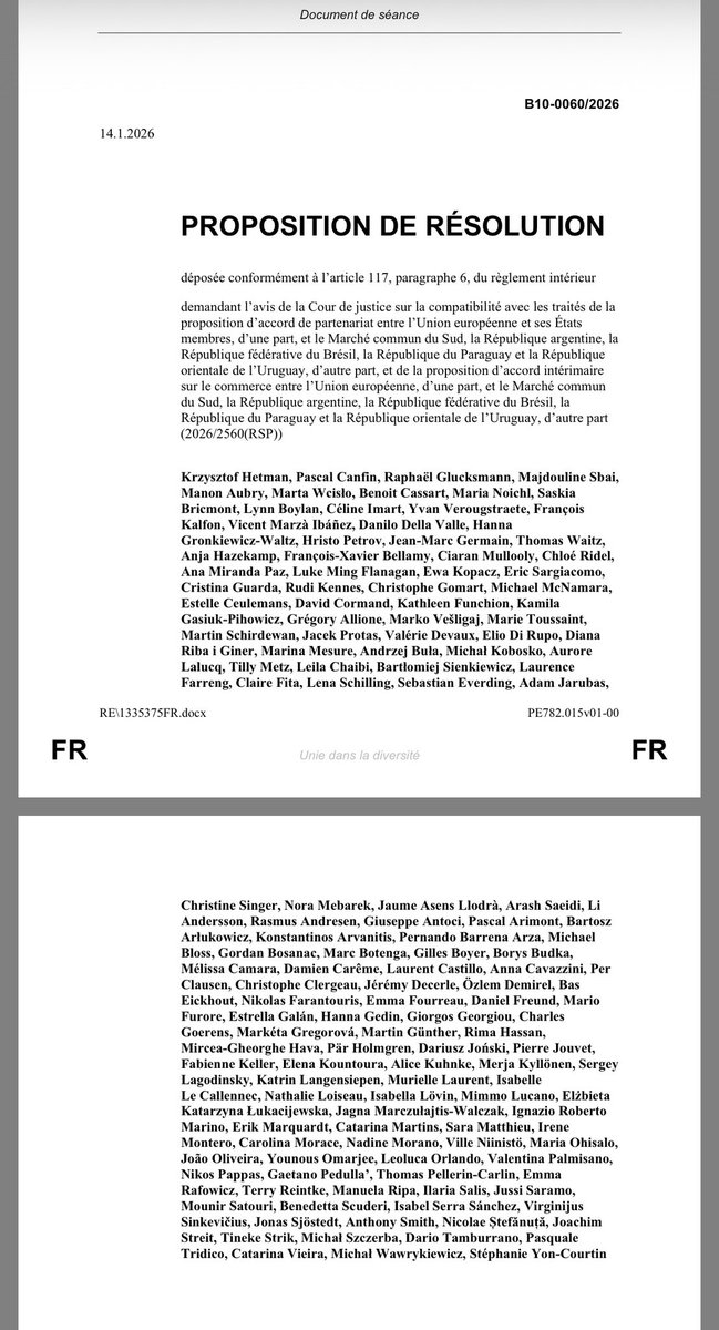 Pardon ? Qui a déposé la saisine de la CJUE pour suspendre le Mercosur ?