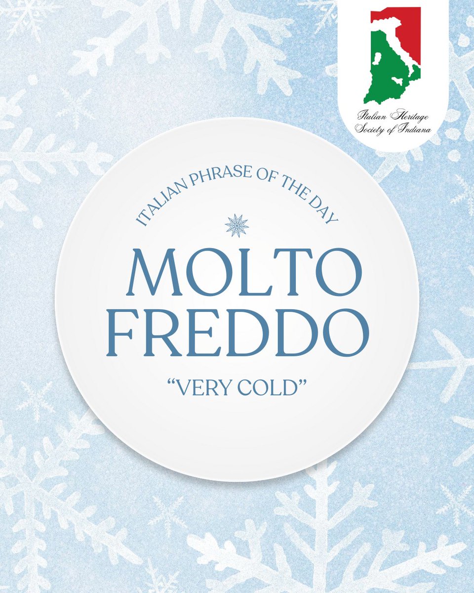 IHSIndiana's tweet image. Brrr… it’s molto freddo out there!
Want to practice more? Join our Advanced Conversation group on Sunday afternoons, led by Board Member Francesco Vetrini. Email fvetrini@iu.edu for details.