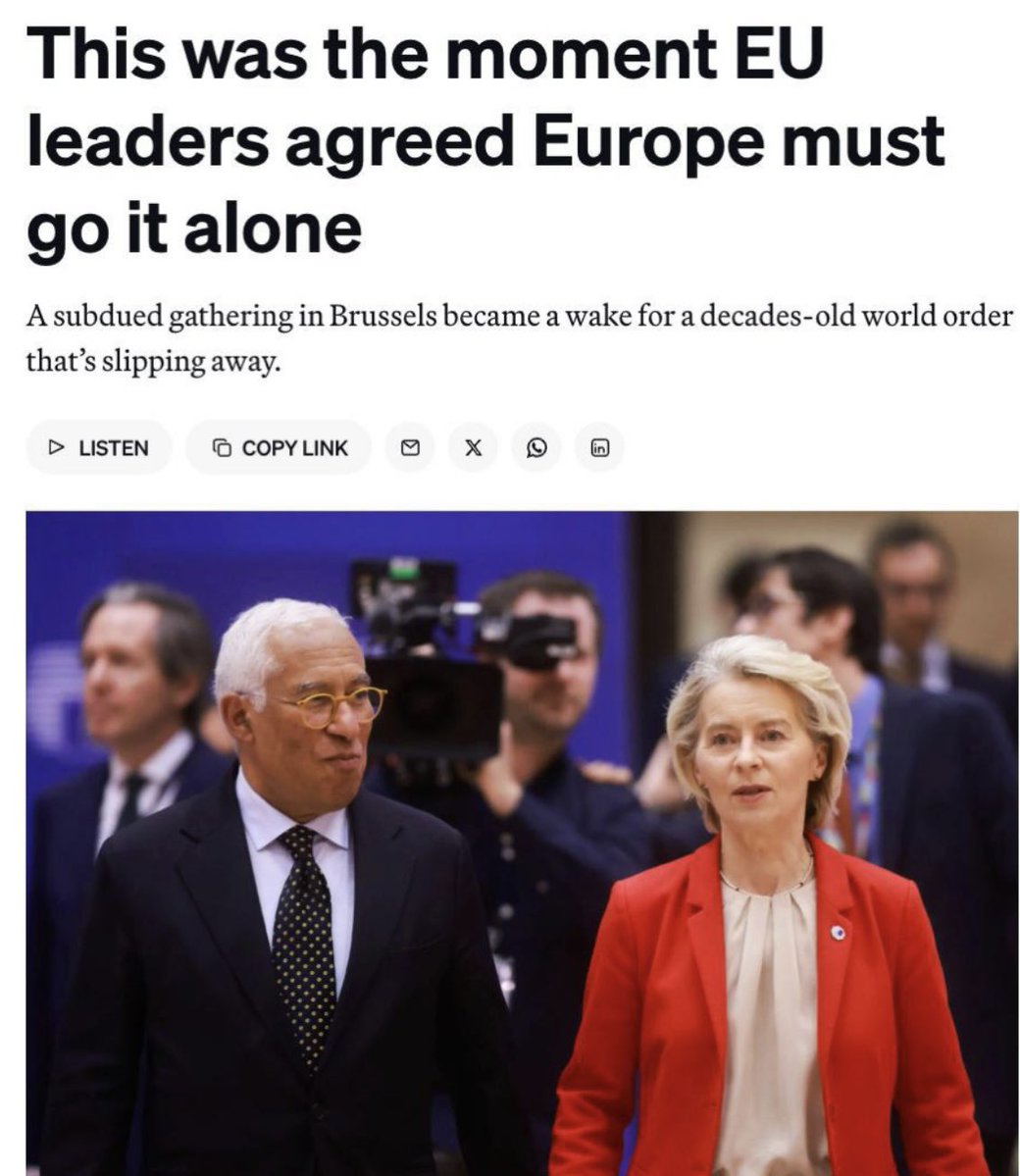 LauraAboli_X's tweet image. The Day After Trump Spoke

On 22 January, EU leaders gathered in Brussels, behind closed doors, in what one can only assume was total panic.

The day before, Trump had
addressed the global elite at the WEF in Davos. Trump didn’t pretend the old rules still applied, he simply laid…