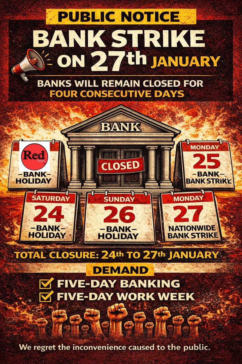 RedSaluteIn's tweet photo. Nation wide Bank Strike 

@narendramodi 
@nsitharaman 
@DFS_India https://t.co/S84q85THzq