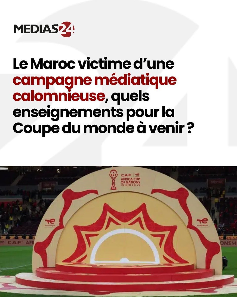 Medias24's tweet photo. La CAN 2025, organisée au Maroc, a exposé un risque sous-estimé : celui d’une compétition sportive transformée en champ de bataille médiatique. À quatre ans de l'échéance 2030, le Royaume n’a pas seulement à préparer des stades et des routes, il doit aussi apprendre à gérer une guerre du récit qui s’annonce plus intense que prévu. 

https://t.co/IdXKRypwD6
