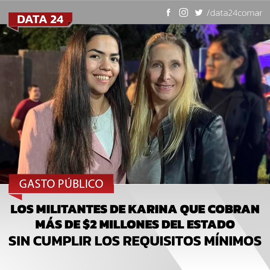 Data24comar's tweet image. 🔴  Los militantes de Karina que cobran más de $2 millones del estado sin cumplir los requisitos mínimos

El Gobierno autorizó un pago extraordinario para Rocío Gómez, quien percibe haberes ejecutivos sin cumplir los requisitos de formación. El caso destapa un patrón sistémico…