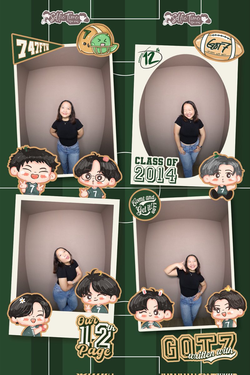 EASYEXPRESS0's tweet photo. Trying out our frame at @selfietimeid using wide angle frame. For those of you who haven't tried, try now before February 2nd! 💚 #Our12thPageGOT7 https://t.co/pWQW1RZRXB