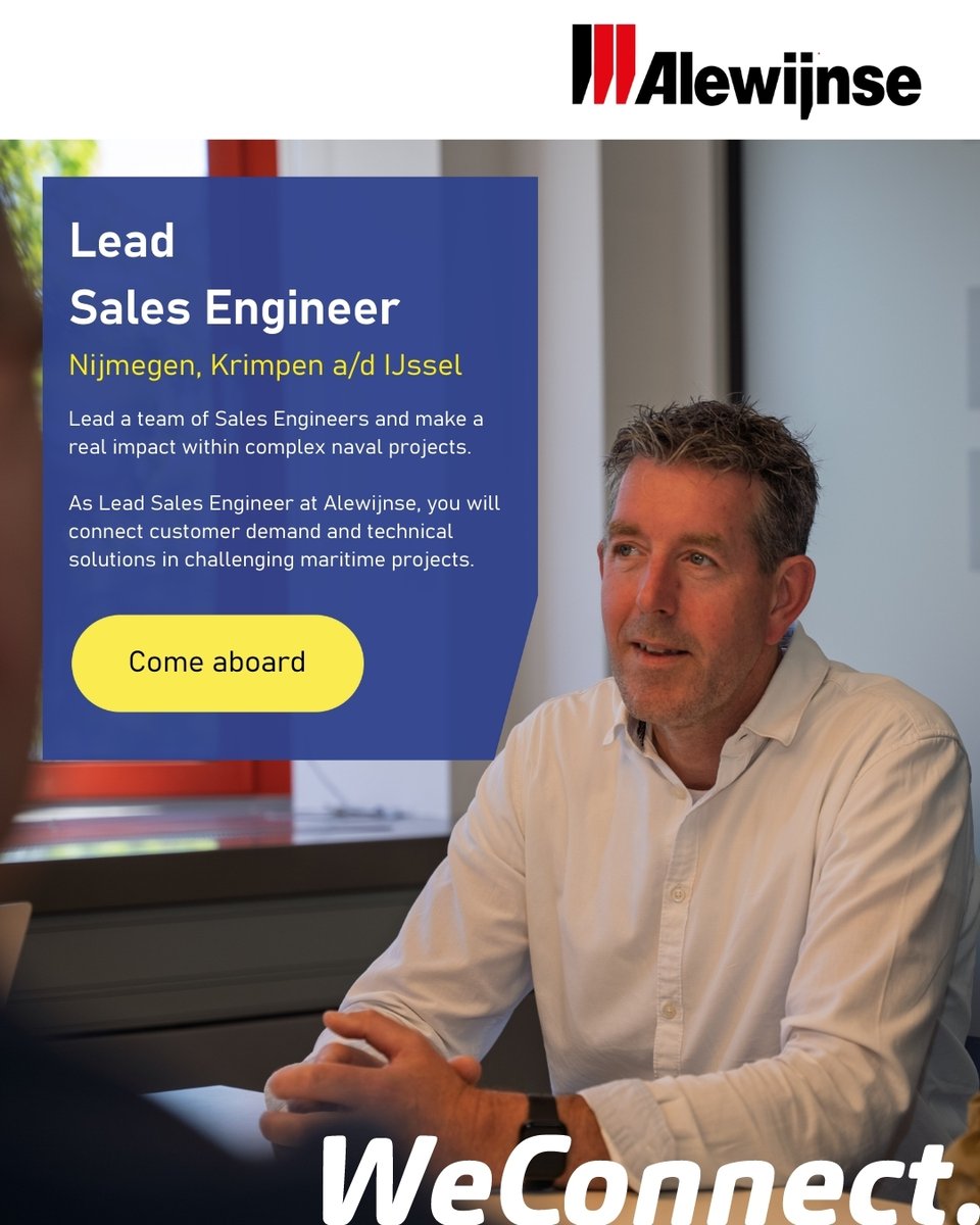 As a 𝐋𝐞𝐚𝐝 𝐒𝐚𝐥𝐞𝐬 𝐄𝐧𝐠𝐢𝐧𝐞𝐞𝐫, you will provide functional leadership to the international Sales Engineering team.
⚡alewijnsecareers.com/vacatures/lead…

#lead #sales #engineer #vacature #solliciteren #vacancy #jobs #hiring #career #opportunity #recruitment
