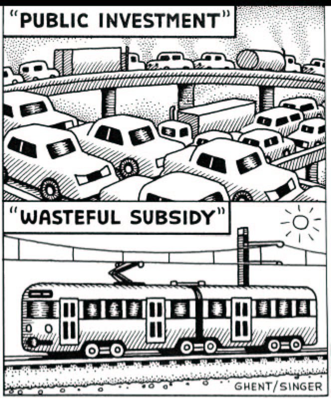 The funny thing is gas taxes and other user fees don't even cover the cost of roads.