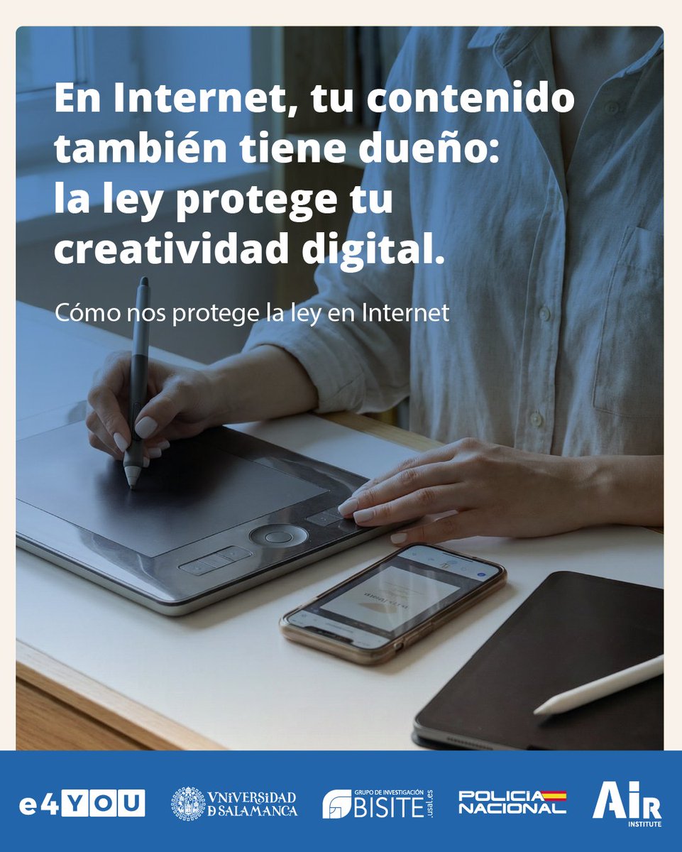 🎨La propiedad intelectual no desaparece al publicar en #Internet.

🌐Plataformas digitales, redes sociales y repositorios en línea deben respetar estos #derechos, y así evitar sanciones legales.

Amplía los detalles ➡️ e4you.org/es/moocs/como-…