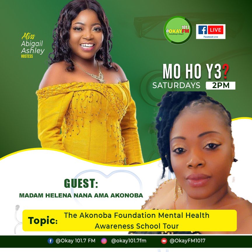 The @akonobafoundation brings its High School Mental Health Awareness Tour to the studio of #OkayFM this Saturday at 2PM on #Mohohy3 with @abigailashley7