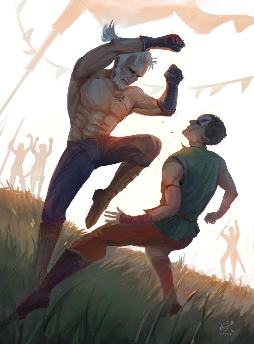 thewitcher's tweet image. Sometimes Geralt lets his fists do the talking.

Fanart by: @zishiyao