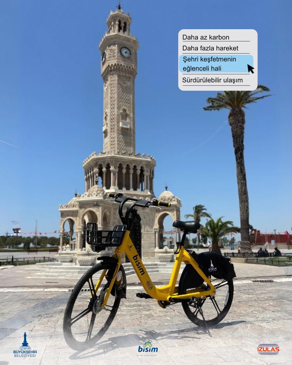 Bisim’de yapmanız gereken tek şey bisiklet modelinizi seçmek. Tercih ettiğiniz bisikleti kiralayabilir ve ara tatilde şehrin tadını çıkarabilirsiniz.

Bisim hakkında detaylı bilgiye bisim.com.tr ulaşabilirsiniz. 

#izmirbüyükşehirbelediyesi #izulaş #bisim
