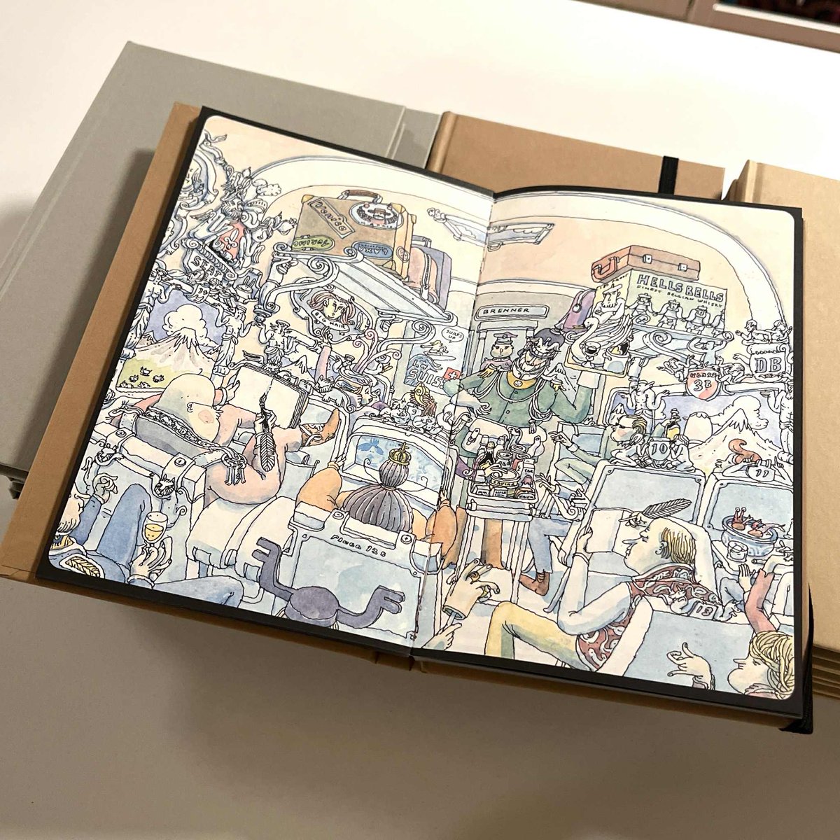 Three of my latest Sketchbooks reprinted for my upcoming exhibition at @teckningsmuseet, designed by @sanatoriumforlag