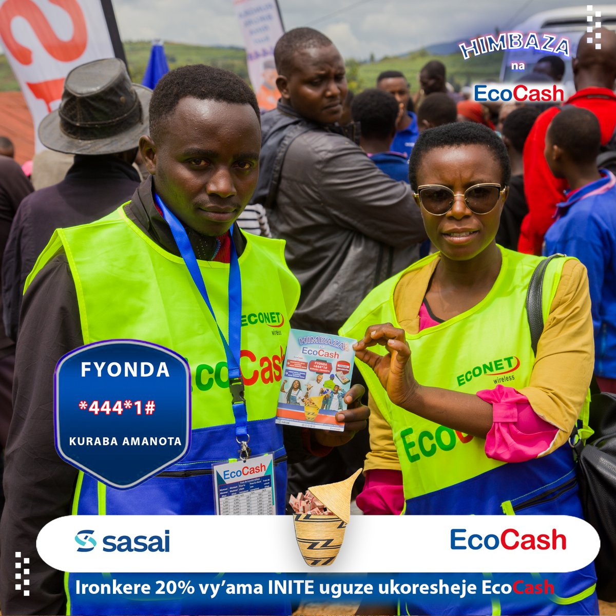Himbaza na EcoCash sur la route ! 🚐💳 De Rwibaga–Ijenda au District de Bujumbura, nous accompagnons clients et agents : activation, réinitialisation PIN et conseils. 
Chaque transaction compte 🎉 Bonus 20% via EcoCash 💸 

#HimbazaNaEcoCash 
#EcoCashBurundi