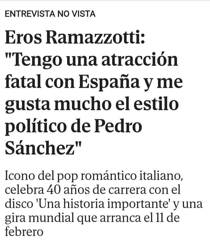 Que Eros Ramazzotti le dé una entrevista a <a href="/elmundoes/">EL MUNDO</a> y diga esto me parece lo más grande,🤣🤣🤣🤣