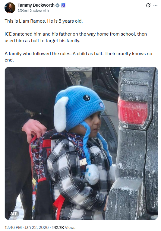 This is blatant manipulation rooted in a left-wing narrative. Is Sen. Duckworth and her woke allies honestly arguing that having young children should give criminals a free pass from the law?