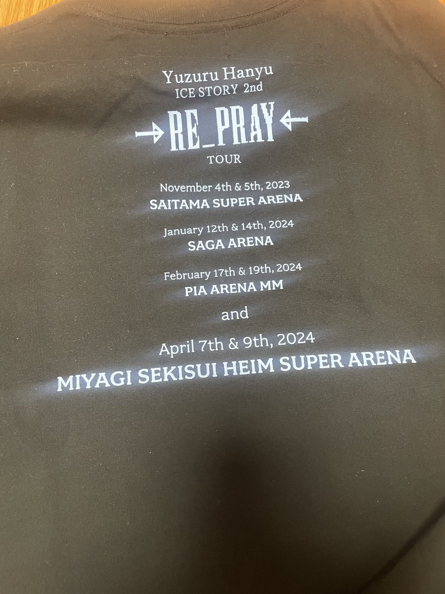 羽生結弦　RE_PRAYツアーTシャツ　Mサイズ 羽生結弦自らの言葉とスケートで紡ぐ、繰り返される魂への問いと“祈り