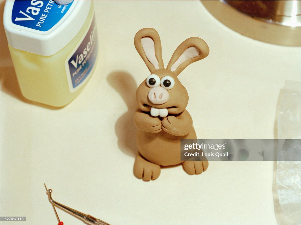 Bunny in Model Making. Vaseline is used to keep the characters looking moist and the tools used to burnish and give a smooth finish (2005)