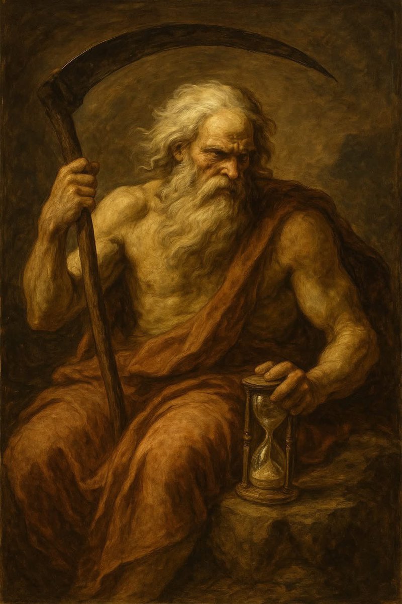 Crono pertenece a la estirpe más antigua de los dioses, la raza de los Titanes, nacidos de la unión primordial entre Urano, el Cielo, y Gea, la Tierra. Aunque era el más joven de sus hermanos, fue el único que se atrevió a ejecutar la venganza largamente gestada por su madre