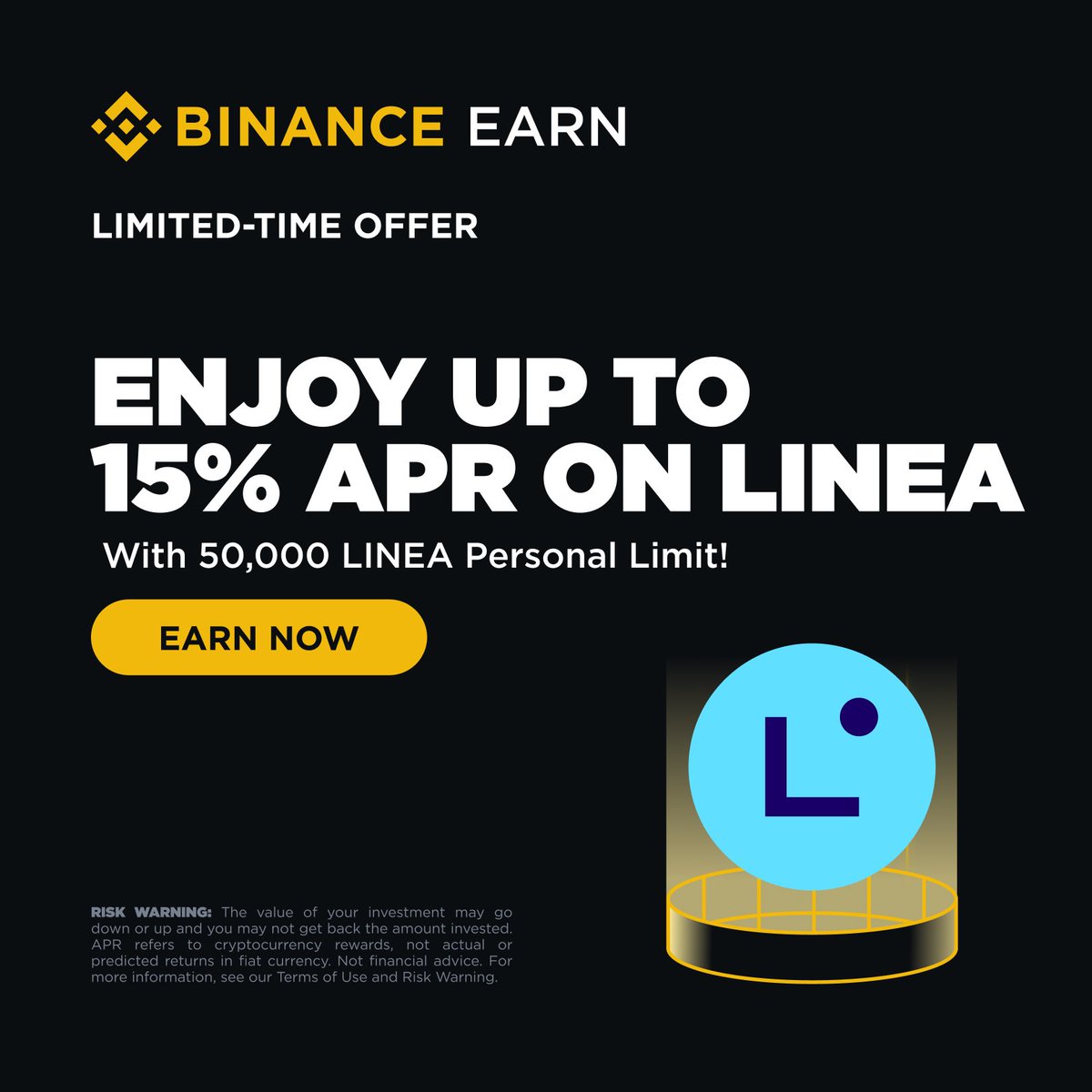binance's tweet image. Earn more with $LINEA on Binance! 

Enjoy up to 15% APR with @LineaBuild Simple Earn Flexible Products. 

🔸 Real-Time APR 
🔸 50k LINEA Personal Limit
🔸 Exclusive Bonus Tiered APR 

Details 👉 binance.com/en/support/ann…