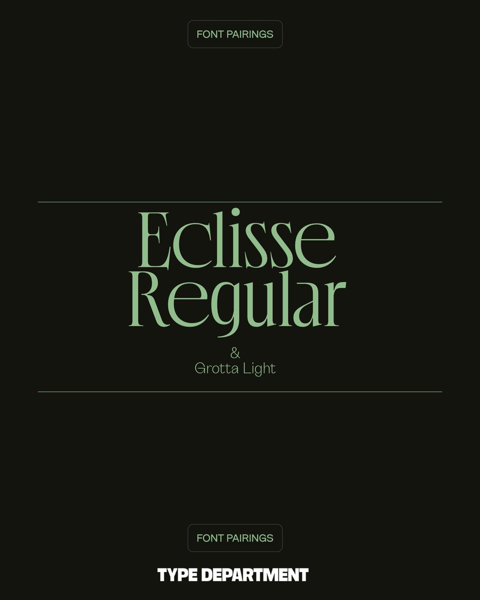 typedept_store's tweet photo. Eclisse Regular x Grotta Light #typefaces⁠
⁠
Ignite your next project with a font from our catalogue. ⁠
⁠
Free trials available. ⁠
🔗 https://t.co/NzgtZn9aGA⁠
⁠
#typedepartment #typedesign #typeface #graphicdesigner #graphicdesign https://t.co/c4FDxg90XG
