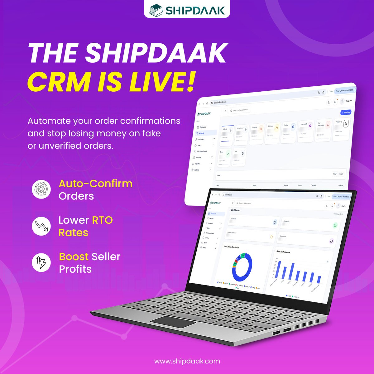 shipdaak's tweet photo. The Shipdaak CRM is officially LIVE - and it’s FREE for sellers!

Stop chasing fake or unverified orders and start shipping smarter.

With Shipdaak FREE CRM, automate order confirmations, reduce RTOs, and protect your profits - all in one powerful system built for Indian sellers https://t.co/T4dvCvD5Z9