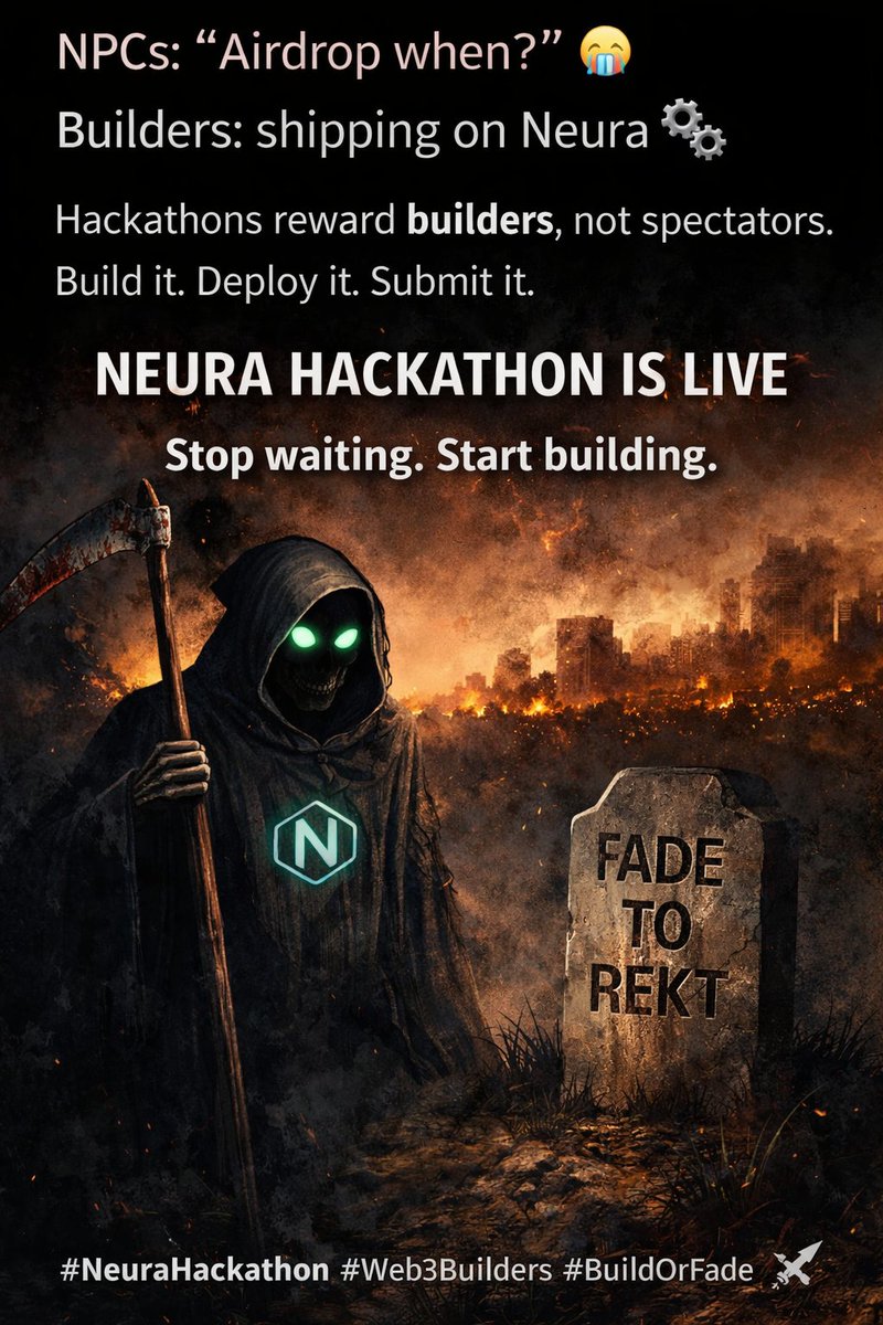 inh_kiet766502's tweet photo. NPCs: “Airdrop when?” 😭
Builders: shipping on Neura 🧠⚙️Hackathons reward builders, not spectators.
Build it. Deploy it. Submit it.⚔️ Neura Hackathon is live
Stop waiting. Start building.#NeuraHackathon #Web3Builders #BuildOrFade #Onchain
@Neura_io https://t.co/nDMpVf1mnw
