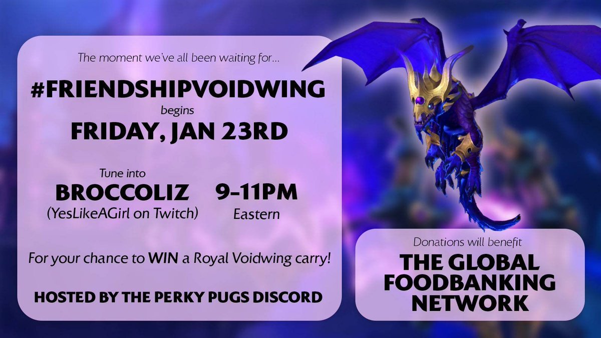 theperkypugs's tweet image. Todays the DAYYY the sun is shining!!!! the tank is cleannnn---

GOOD NEWS EVERYONE! Run with us TONIGHT for a chance to earn your Royal Voidwing!! #worldofwarcraft #thewarwithin #midnight