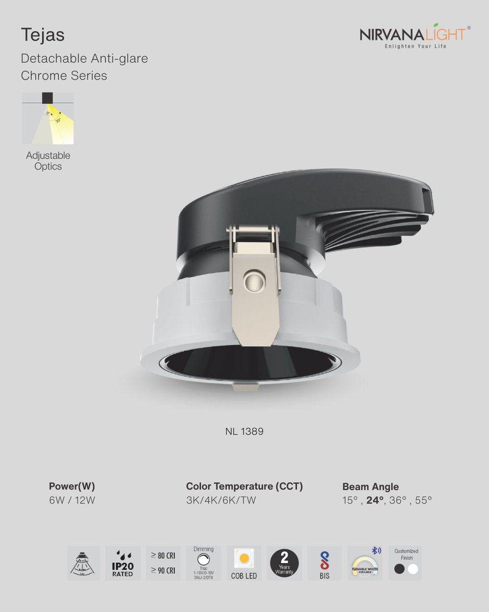 nirvana_light's tweet photo. ✨ Introducing Tejas – Detachable Anti-Glare Chrome Series ✨
A perfect blend of modern design, comfort lighting, and efficiency.

✔ Sleek recessed ceiling light
✔ Anti-glare for eye comfort
✔ Die-cast aluminum for superior heat dissipation
✔ Energy-efficient &amp; long-lasting https://t.co/osnB9btXy1
