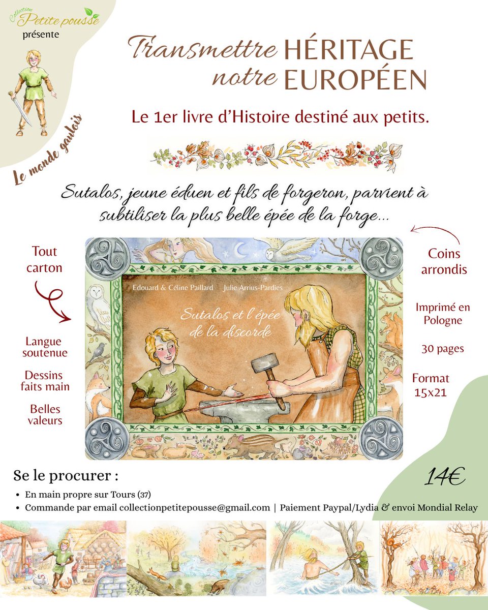 ✨️ Transmettre l'Histoire par l'histoire ✨️
Notre 1er livre jeunesse est disponible !
Découvrez l'histoire de Sutalos, jeune éduen et fils de forgeron qui parvient à subtiliser la plus belle épée de la forge...
Livre tout carton adapté aux petites 🖐🏼 !
Infos commande 👇🏻