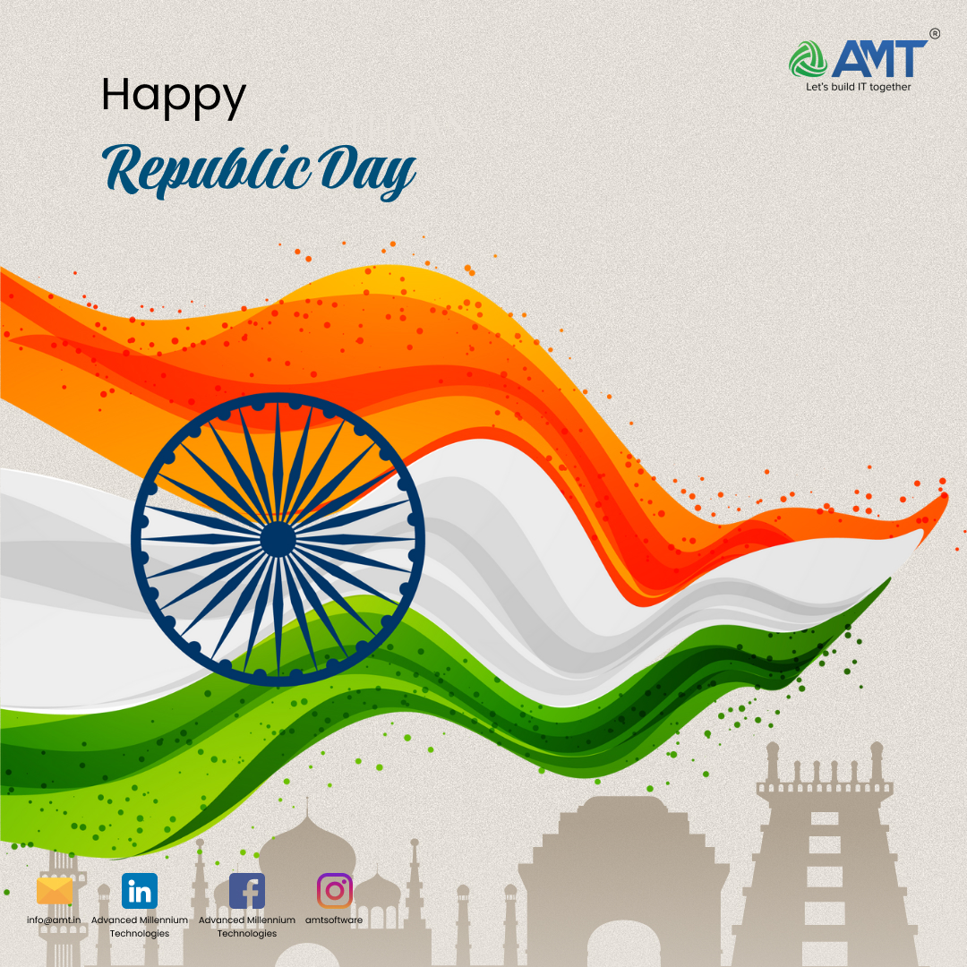 Wishing you a Proud, Joyful, and Patriotic Republic day filled with happiness.

#AMT 
#letsbuildittogether