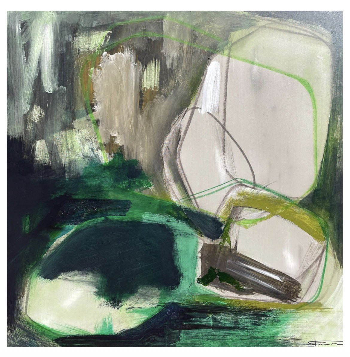 ◾️ Cloroplastos II ◾️ Serie POLINOS ◾️ Acrílico y pastel sobre lienzo ◾️ 90 x 90 cm◾️ FMM ◾️ fernandominarro.com ◾️