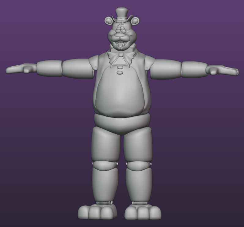 Another update of the model, it's mostly done

#FNAF #FredbearsFamilyDiner #Blender