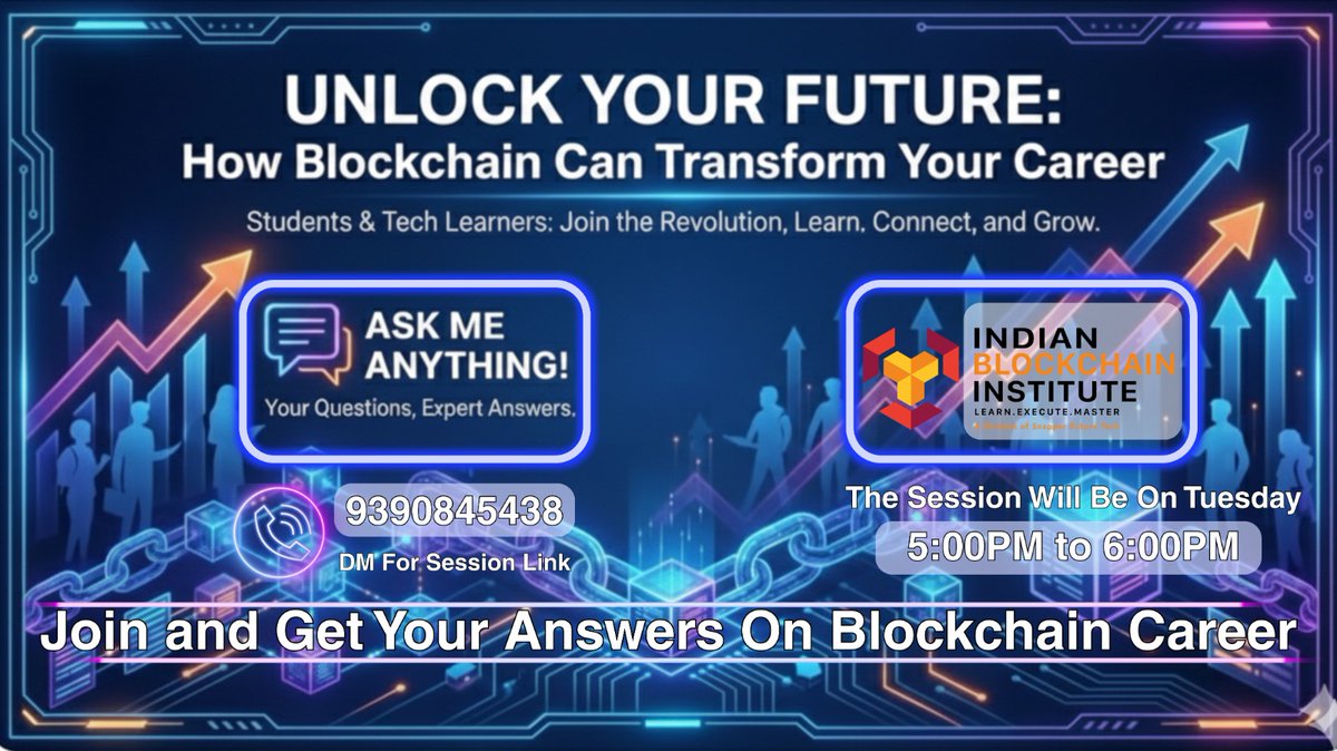 snapper_future's tweet photo. Want a career in Blockchain but confused where to start?
Join our LIVE “Ask Me Anything” session and get your doubts cleared by blockchain experts 💡
From skills to salaries, roadmap to real opportunities—we cover it all.
#BlockchainCareer #LearnBlockchain https://t.co/7M8ArIEi3t