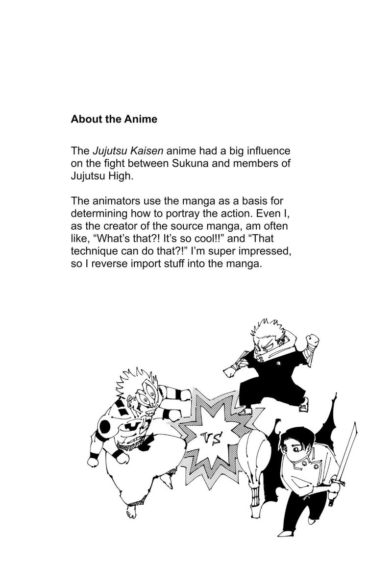 Orion__no's tweet image. Gege's thoughts regarding the anime taking creative liberties for the fights.