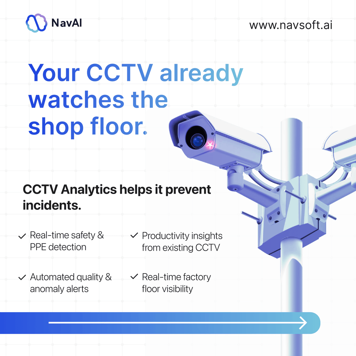 NavAIofficial's tweet photo. #Manufacturing incidents are often preventable with early detection.

At the Future of Manufacturing Summit, #NavAI is showcasing how #AI powered #CCTVAnalytics help detect safety risks and anomalies in real time.

📍 ITC Maratha, Mumbai | 🗓️ 29 Jan 2026

https://t.co/nXNQdyHwnr https://t.co/EWk7WwCC1P