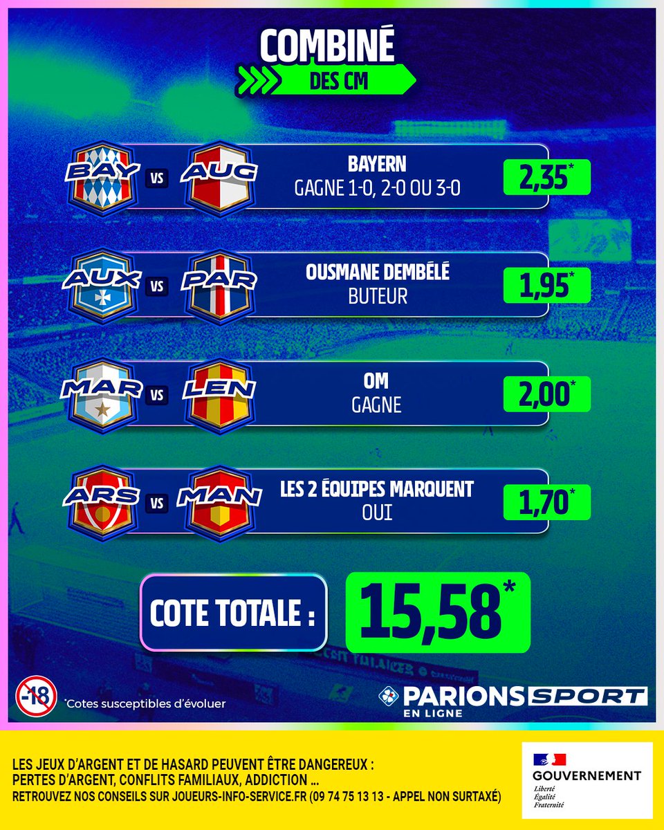🤯 Il vous paraît inspiré ce petit #CombiDuCM ?!

🔥 Ça fait 3/4 ? 👉 5x20€ de freebets
💥 Ça fait 4/4 ? 👉 10x20€ de freebets

Pour jouer :
🤝 RT + Follow

🗓️ TAS le 26/01
📃 Règlement : bit.ly/45Ljuky