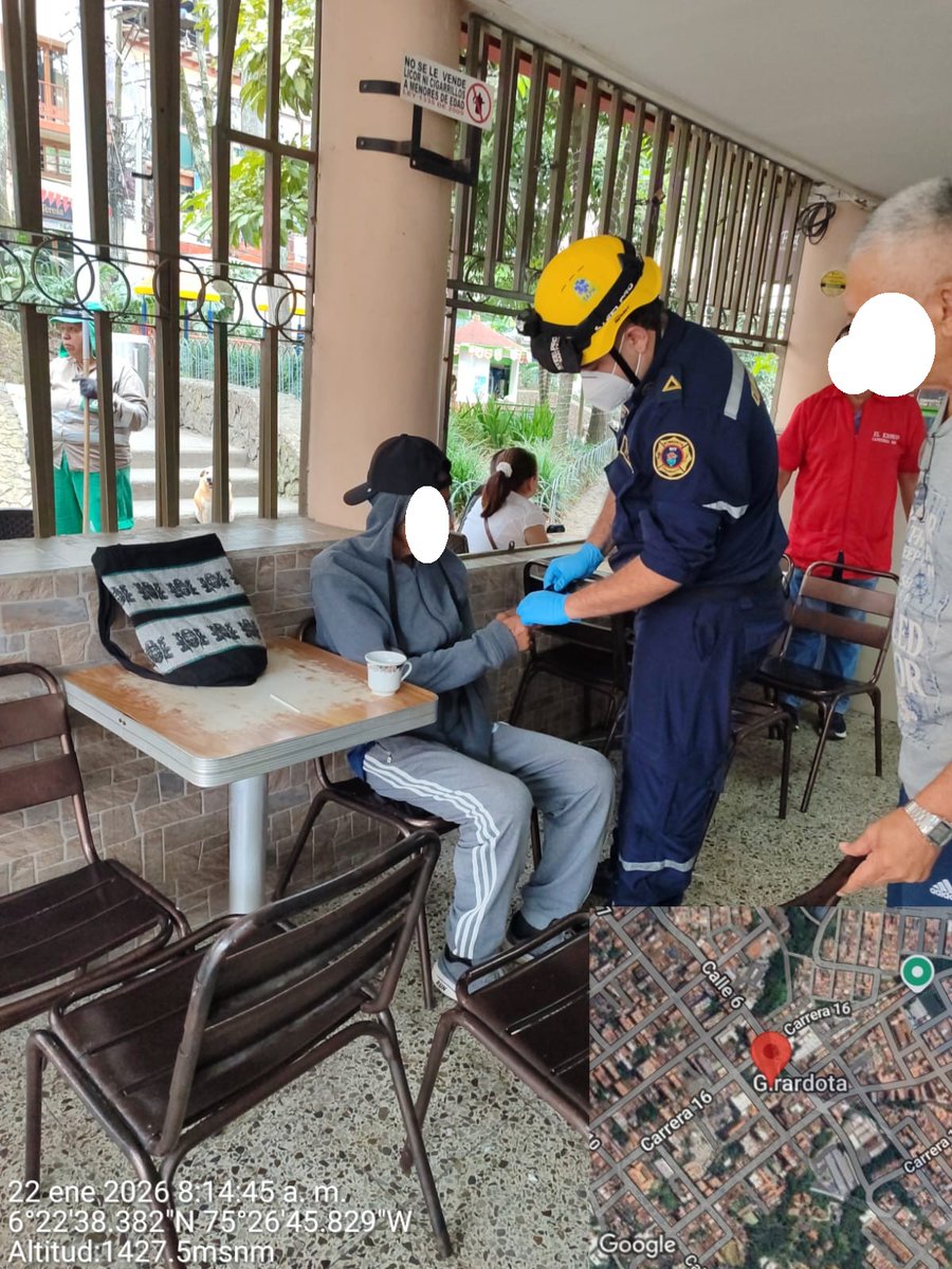 ✓ 08:12 | Atención Prehospitalaria Carrera 16 #7 (Kiosco Parque Principal) – Personal APH atiende y valora paciente en establecimiento público, lo traslada al Hospital San Rafael de #Girardota. Ingreso sin complicaciones. #Emergencias #CuidoColectivo