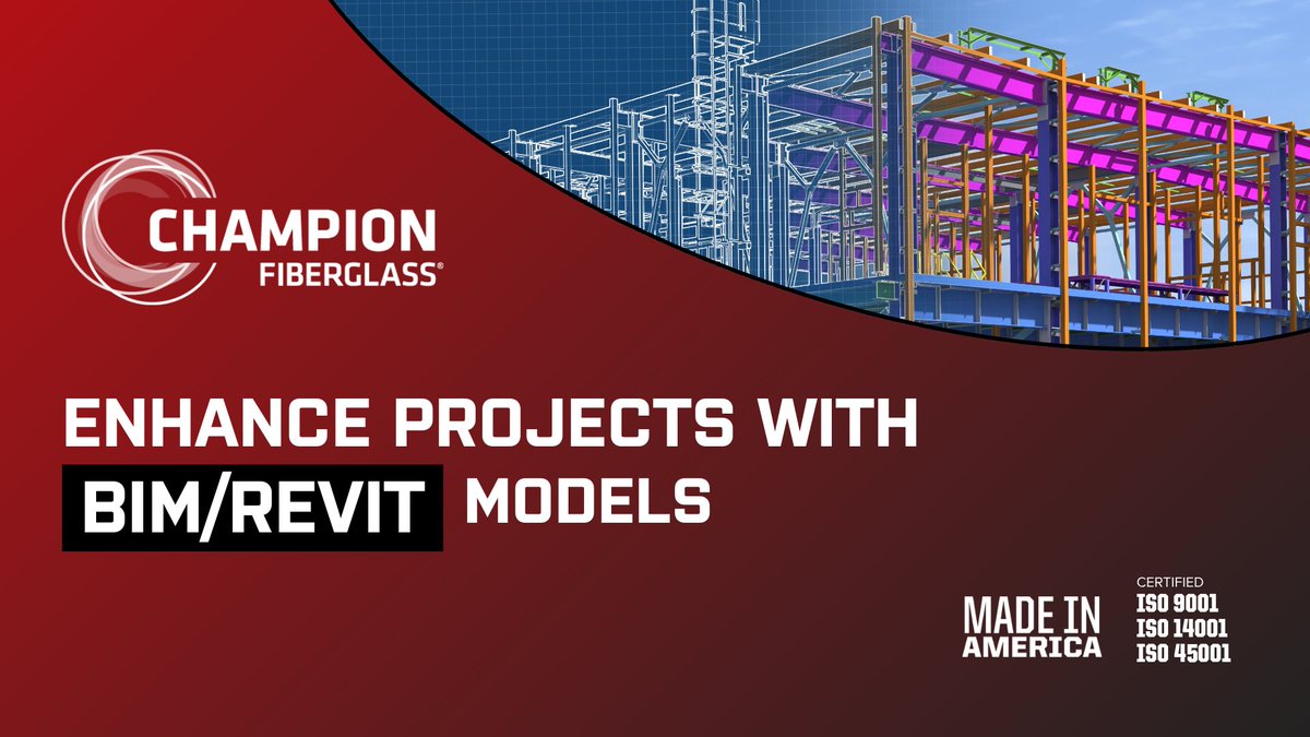 championfg's tweet image. Streamline the design process with Champion Fiberglass® BIM/Revit models. Access the extensive library to boost project efficiency.

Learn more @ na2.hubs.ly/H02-k5r0

*Made in America*
#electricalconduit #electricalcontractor #revit #bimmodeling