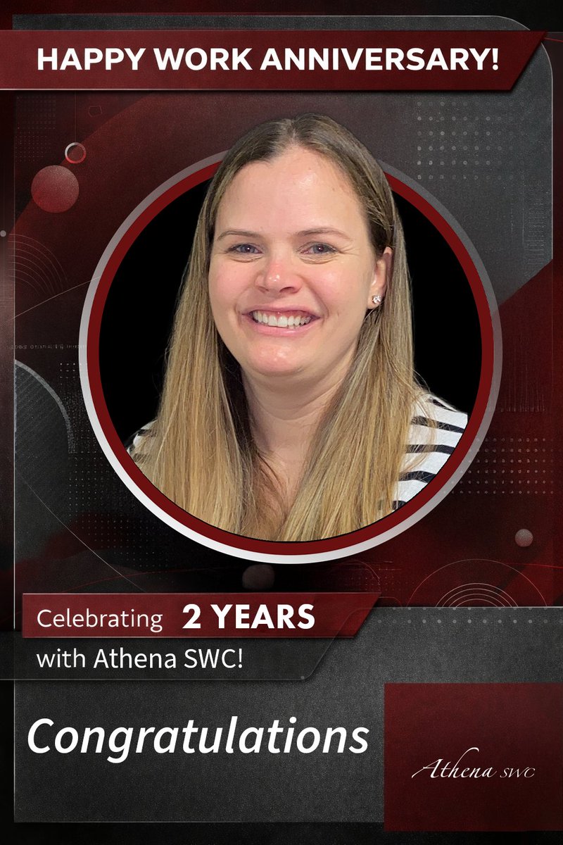 AthenaSWC's tweet image. Happy Work Anniversary, Crissy! Thank you for everything you do! We look forward to another year of success and growth together.