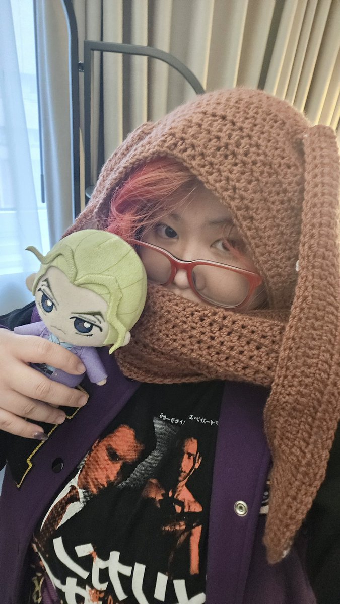 My friend gifted me a crochet bunny hat!! <a href="/Coffee707_/">coffee</a>